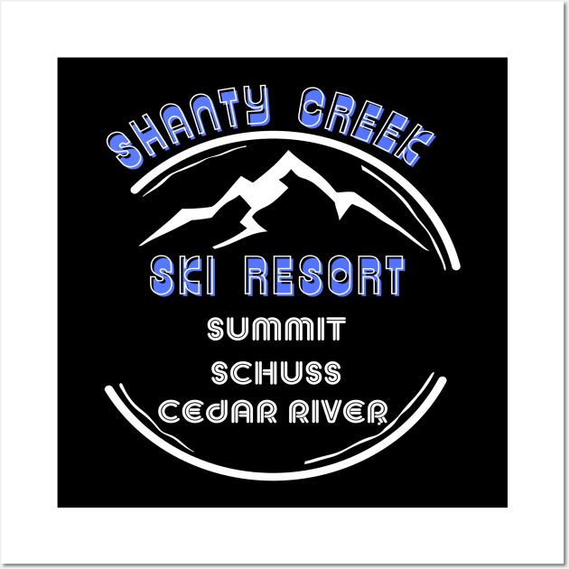 Shanty Creek Resort  Michigan USA. White text. Gift Ideas For The Ski Enthusiast. Wall Art by Papilio Art